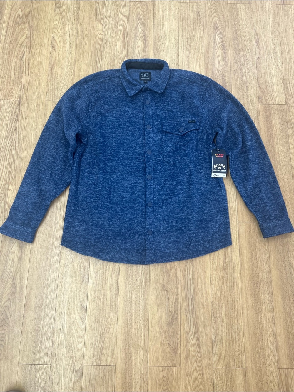 Billabong Men’s Heathered Navy Button-Down Fleece
